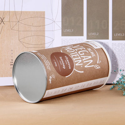 Eco Friendly Custom Paper Tube With Seal Easy Tear Lid/Plastic Lid Packaging Health Food Supplements Kraft Paper Tubes