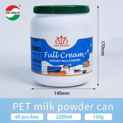2200ml Recycled Food Grade Round PET Plastic Bottles Powder Jars Cans Milk Protein Powder Container