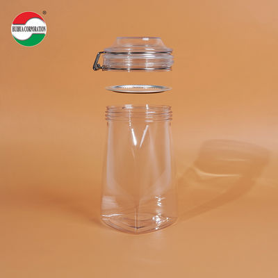 1080ML PET Clear PET Plastic Bottle Cylinder Sealed Jars For Food Cover Lid Storage Solution