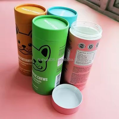 Airtight Food Grade Paper Tube Kraft Paperboard PET Inside Cylinder Superfoods Collagen Powder Packaging