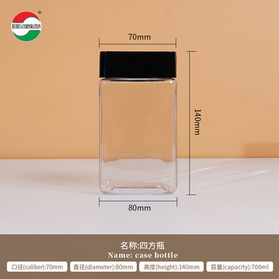 Clear Square Plastic Jar With Lids