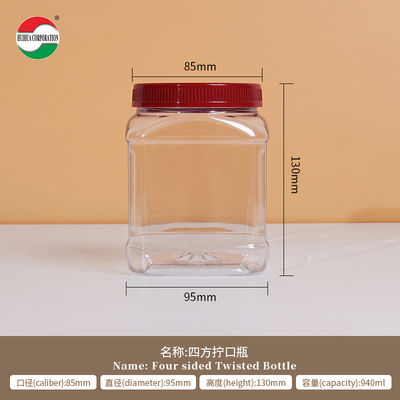 Clear Square Plastic Jar With Lids