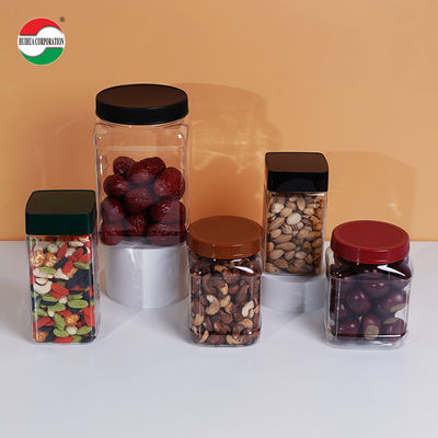 Clear Square Plastic Jar With Lids