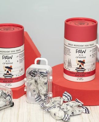 Food Grade Custom Printing Adorable Round Paper Box for Dog Cat PET Food Treats Snack Paper Tube Canister Pet Urns Scattering