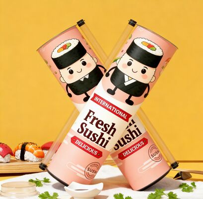 Custom Eco-Friendly Food Grade Paper Composite Cans with Push-Up Sushi Tube Packaging