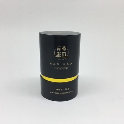 Cosmetic Cream Cylinder Paper Tube For Tea Black Gold Round Paper Boxes CMYK Printing