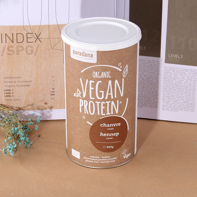 Eco Friendly Custom Paper Tube With Seal Easy Tear Lid/Plastic Lid Packaging Health Food Supplements Kraft Paper Tubes