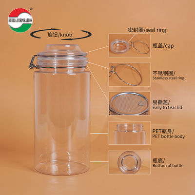 1660ML Transparent PET Bottle Food Clear Plastic Cylinder Sealed Jars Sustainable Eco-Friendly Packaging