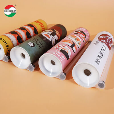 Eco-friendly Push Pop up Sushi Food Paper Tube Canister Container with Pipe and Foam No Leaking Easy to Take Cylinder Packaging