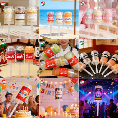 Экономичная пищевая пластиковая трубка для суши с выдвижным механизмом, новый дизайн, пластиковая бутылка из ПП для упаковки тортов и желе