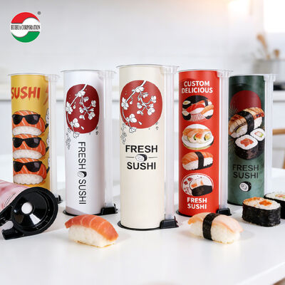 Food Grade Biodegradable Sushi Paper Tube with Custom UV Printing for Disposable Sushi Packaging