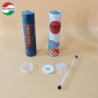 Custom Eco-Friendly Food Grade Craft Paper Sushi Push Pop Roll Packaging Cylinder Take-away Sushi Roll Tubes Hot Stamping Logo