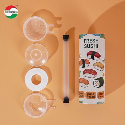 Custom Printed Push Up Sushi Paper Tube Packaging Food Grade Cylinder Can With Soy Sauce Tube Holder
