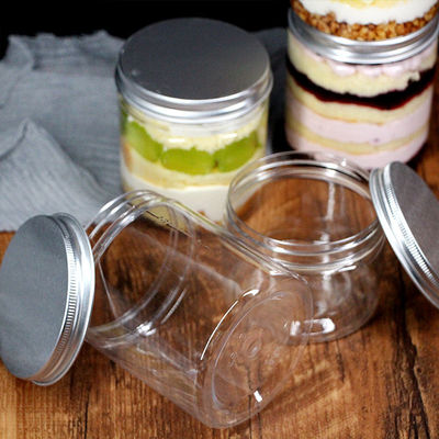 Food Grade PET Plastic Cans With Silver LIDS And Transparent Cans Of Various Sizes